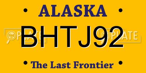 BHTJ92 Alaska License Plate