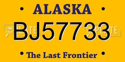 BJ57733 Alaska License Plate