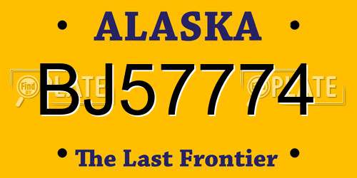 BJ57774 Alaska License Plate