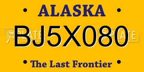 BJ5X080 Alaska License Plate