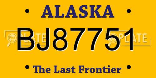 BJ87751 Alaska License Plate