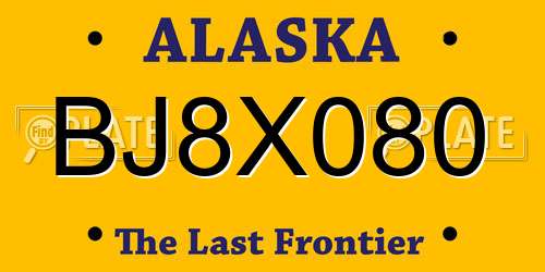 BJ8X080 Alaska License Plate