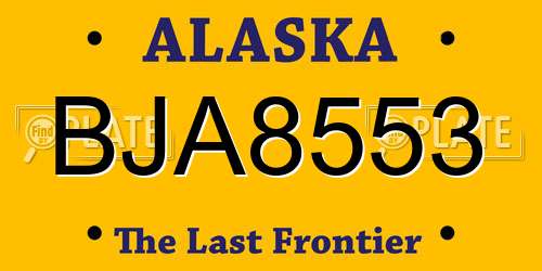 BJA8553 Alaska License Plate