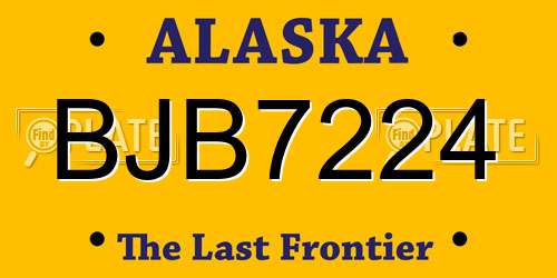 BJB7224 Alaska License Plate