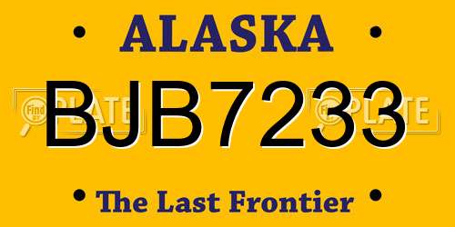 BJB7233 Alaska License Plate