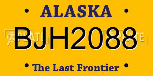 BJH2088 Alaska License Plate