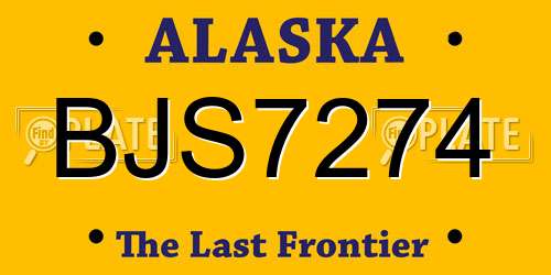 BJS7274 Alaska License Plate
