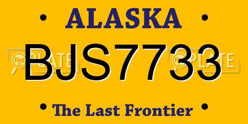 BJS7733 Alaska License Plate