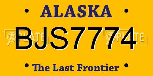 BJS7774 Alaska License Plate