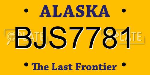 BJS7781 Alaska License Plate