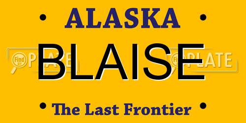 BLAISE Alaska License Plate