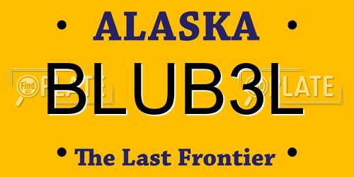 BLUB3L Alaska License Plate