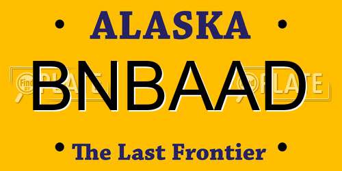 BNBAAD Alaska License Plate