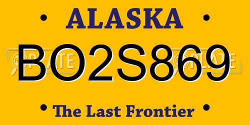 BO2S869 Alaska License Plate