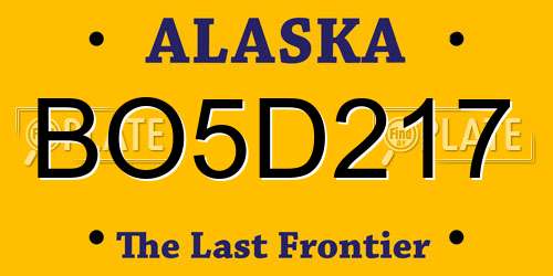 BO5D217 Alaska License Plate