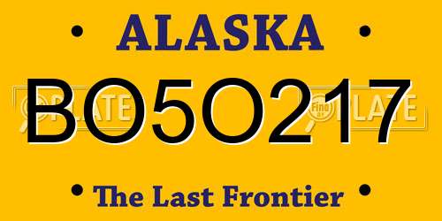BO5O217 Alaska License Plate