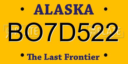 BO7D522 Alaska License Plate