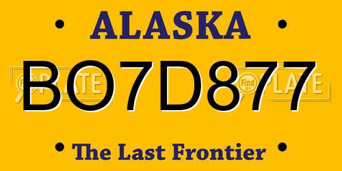 BO7D877 Alaska License Plate