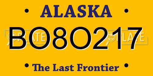 BO8O217 Alaska License Plate