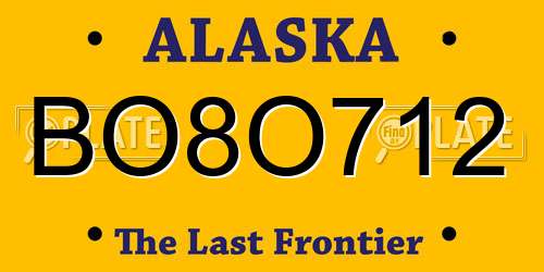 BO8O712 Alaska License Plate