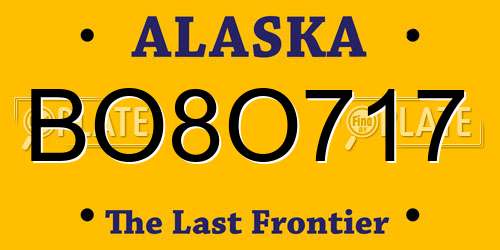 BO8O717 Alaska License Plate