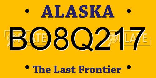 BO8Q217 Alaska License Plate