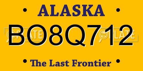 BO8Q712 Alaska License Plate