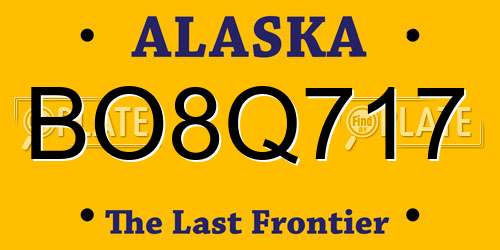 BO8Q717 Alaska License Plate