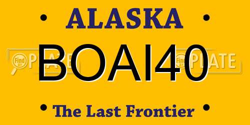 BOAI40 Alaska License Plate