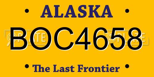 BOC4658 Alaska License Plate