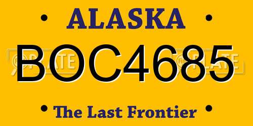 BOC4685 Alaska License Plate