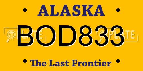 BOD833 Alaska License Plate