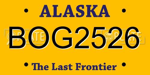 BOG2526 Alaska License Plate