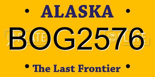 BOG2576 Alaska License Plate