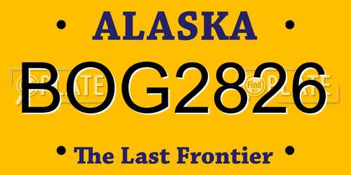 BOG2826 Alaska License Plate