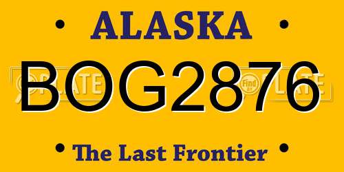 BOG2876 Alaska License Plate