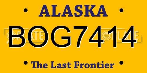 BOG7414 Alaska License Plate