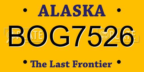 BOG7526 Alaska License Plate