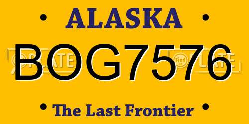 BOG7576 Alaska License Plate