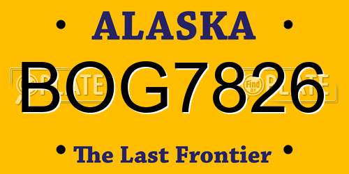 BOG7826 Alaska License Plate