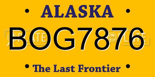 BOG7876 Alaska License Plate