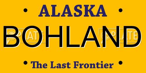BOHLAND Alaska License Plate
