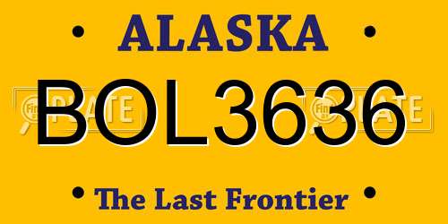 BOL3636 Alaska License Plate