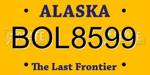 BOL8599 Alaska License Plate