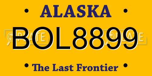 BOL8899 Alaska License Plate