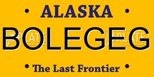 BOLEGEG Alaska License Plate