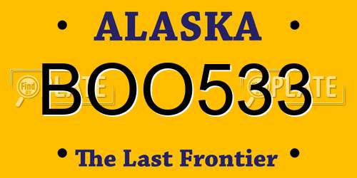 BOO533 Alaska License Plate