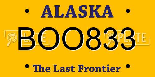 BOO833 Alaska License Plate