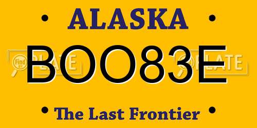 BOO83E Alaska License Plate