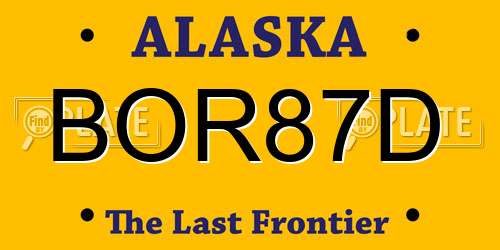 BOR87D Alaska License Plate